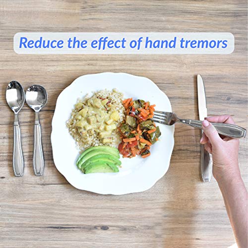 Celley Weighted 7 oz Eating Utensils by Celley, 4pc Stainless Steel Knife Fork Spoon Set for Tremors - Image 4