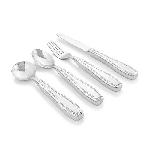 Celley Weighted 7 oz Eating Utensils by Celley, 4pc Stainless Steel Knife Fork Spoon Set for Tremors - Image 1