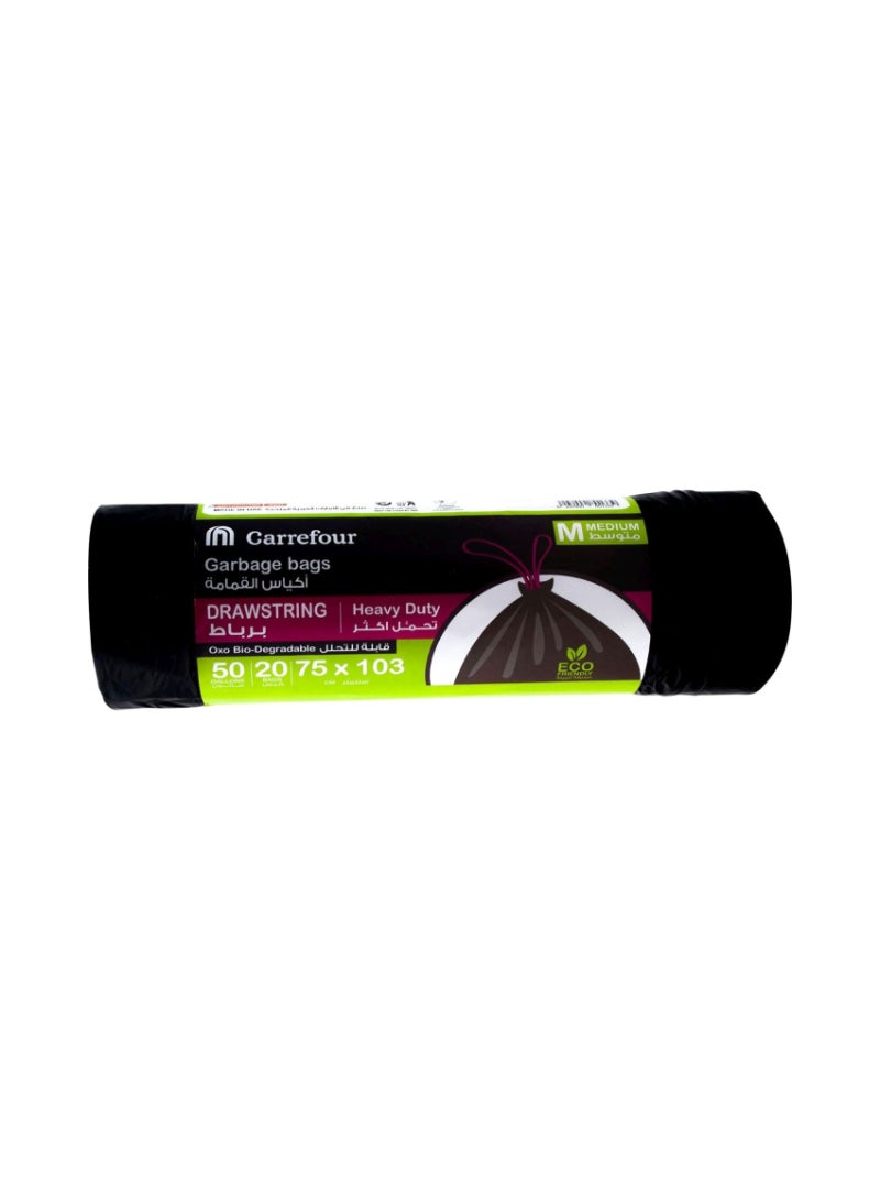Carrefour Bio 50 Gallon Heavy-duty Drawstring Medium Black 20 Garbage Bags 