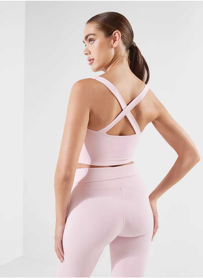 فورورد Knotted Sports Bra With Cross Back Cutout Detail