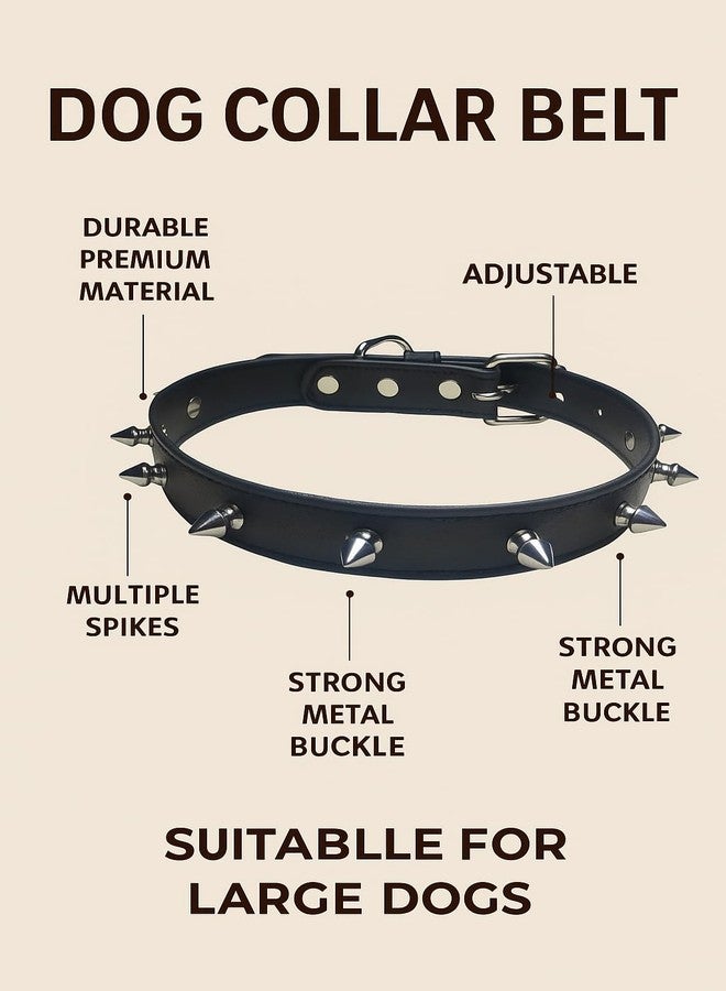 eeoan Dog Collar with Adjustable Lock Buckle, Stainless-Steel Sharp Edgy Spike Studded Collar, Durable & Strong Neck Collar Belt for Medium & Large Dog, Cats & Puppies - Image 4