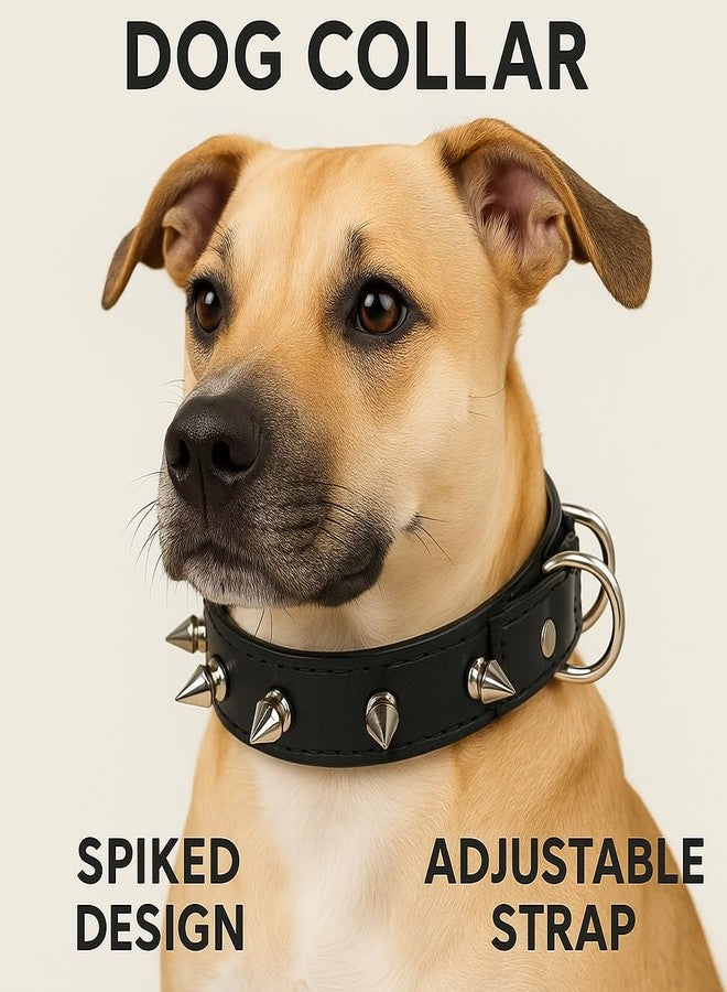 eeoan Dog Collar with Adjustable Lock Buckle, Stainless-Steel Sharp Edgy Spike Studded Collar, Durable & Strong Neck Collar Belt for Medium & Large Dog, Cats & Puppies - Image 3