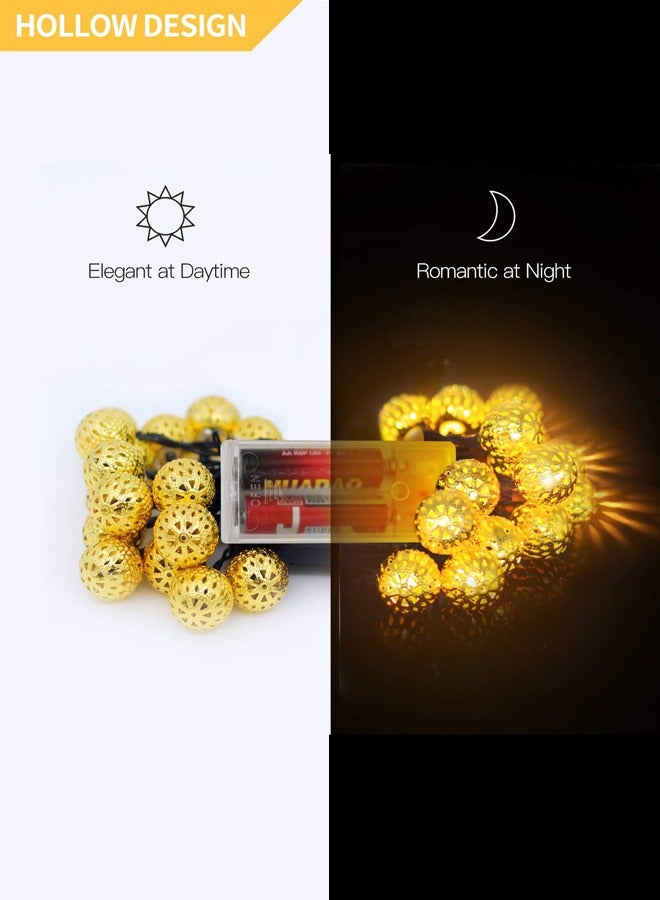 Generic 20 LED Moroccan Globe LED Fairy String Lights - Battery Powered Party Hanging Waterproof Lights Decor for Christmas, Garden, Porch, Patio, Indoor & Wedding (Warm White) 10FT  - Image 4