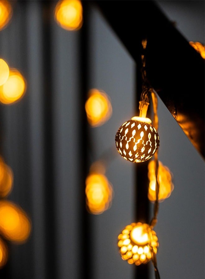 Generic 20 LED Moroccan Globe LED Fairy String Lights - Battery Powered Party Hanging Waterproof Lights Decor for Christmas, Garden, Porch, Patio, Indoor & Wedding (Warm White) 10FT  - Image 5