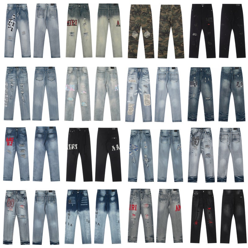 High-End Trendy A-Grade Heavy-Duty Washed Distressed High-Street Embroidered Unisex Jeans With Vintage Patchwork - Image 2