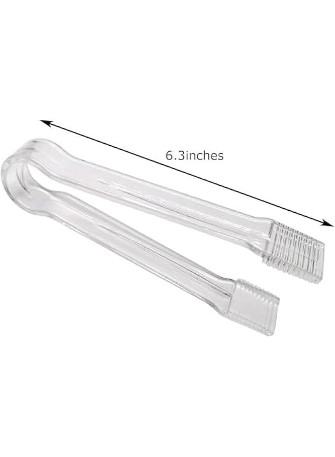 HOOKOR 8 Pcs Plastic Buffet Serving Tongs, Clear Kitchen Tongs 6.3 Inch Small Ice Tongs for Tea and Coffee Party Catering Appetizers Salad Desserts Sandwich - Image 2