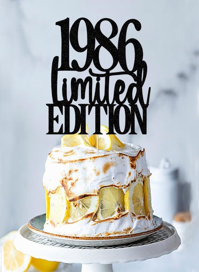 Yetxel Limited EDITION 1986 cake topper 40th birthday happy birthday cake topper men and women cheer 40 years old handmade black glitter cake decoration (1986) - Image 5