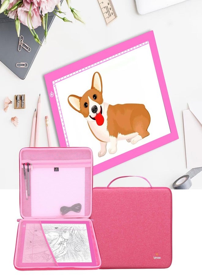 Aproca Case Compatible with LitEnergy Portable A4 / NXENTC A4 / iVyne Rechargeable A4 Light Tracing Box, Portable Storage Bag for Accessories -Pink (Case Only) - Image 4