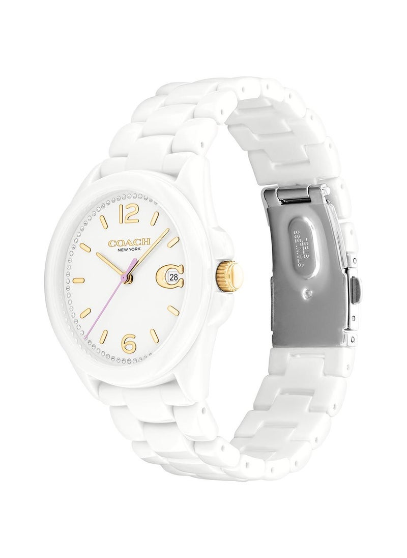 COACH COACH GREYSON WOMEN's WHITE DIAL, WHITE CERAMIC WATCH - 14503925  - Image 1