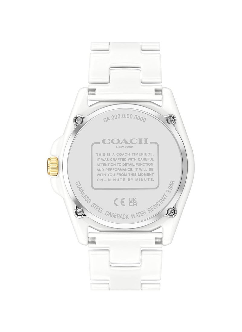 COACH COACH GREYSON WOMEN's WHITE DIAL, WHITE CERAMIC WATCH - 14503925  - Image 3