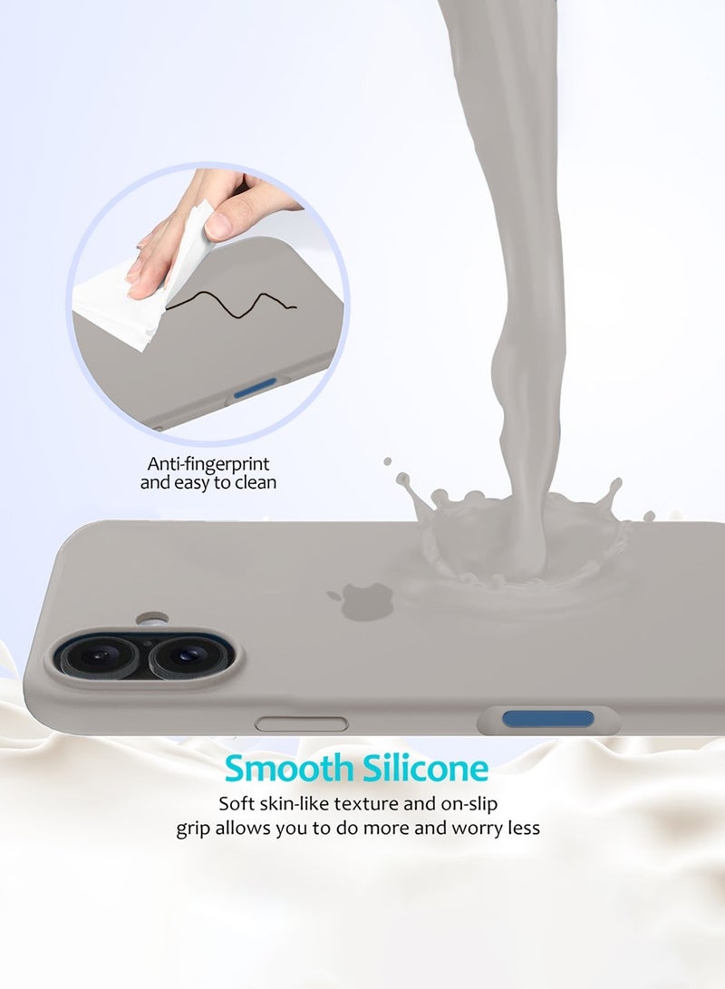 دبليو تيك أبل آيفون 17 5G 2025 غلاف غطاء سائل سيليكون فاخر عالي الجودة (MCRPSN) - رمادي حجري - Image 3