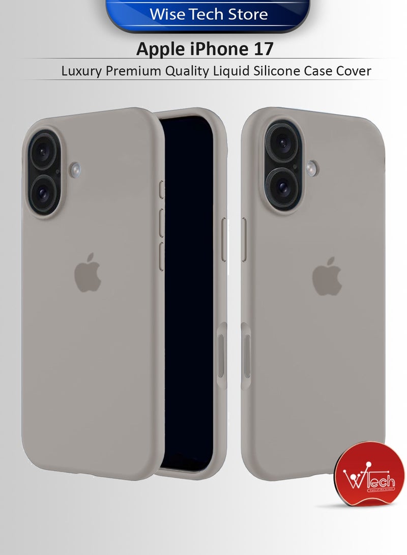 دبليو تيك أبل آيفون 17 5G 2025 غلاف غطاء سائل سيليكون فاخر عالي الجودة (MCRPSN) - رمادي حجري - Image 1