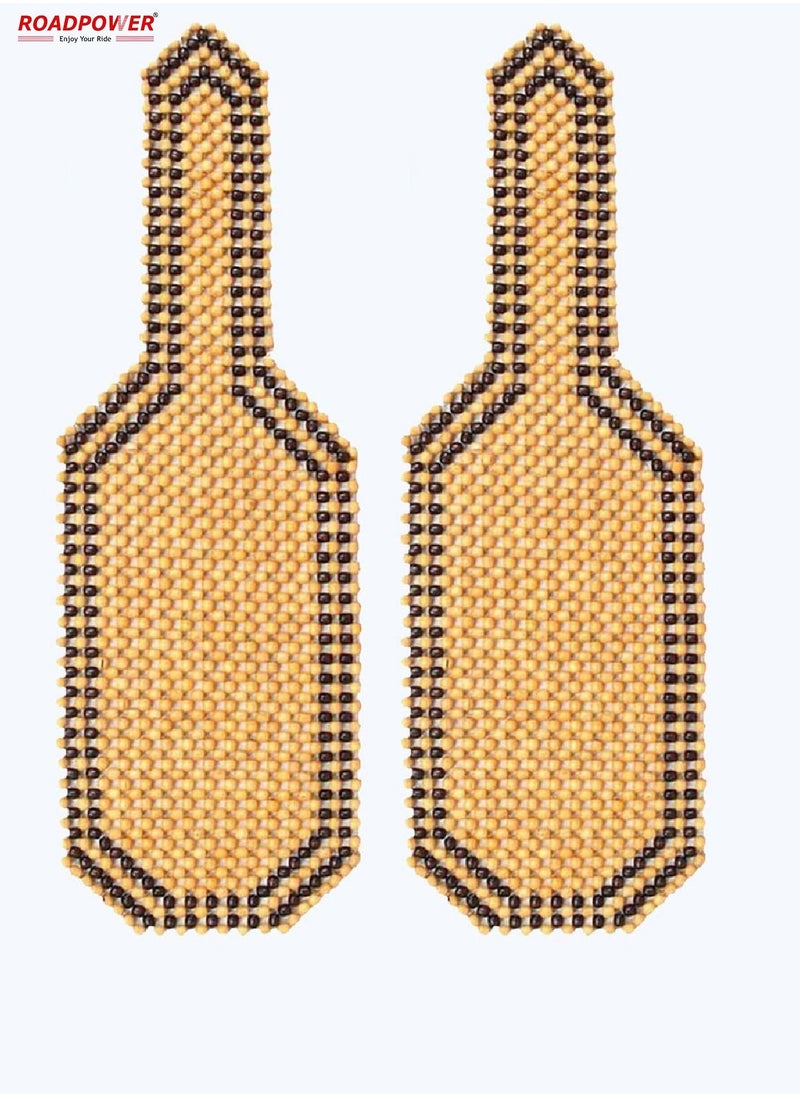 RoadPower - Wood Beaded Seat Cushion Comfort Car Seat Cover 2 Pcs - Image 1