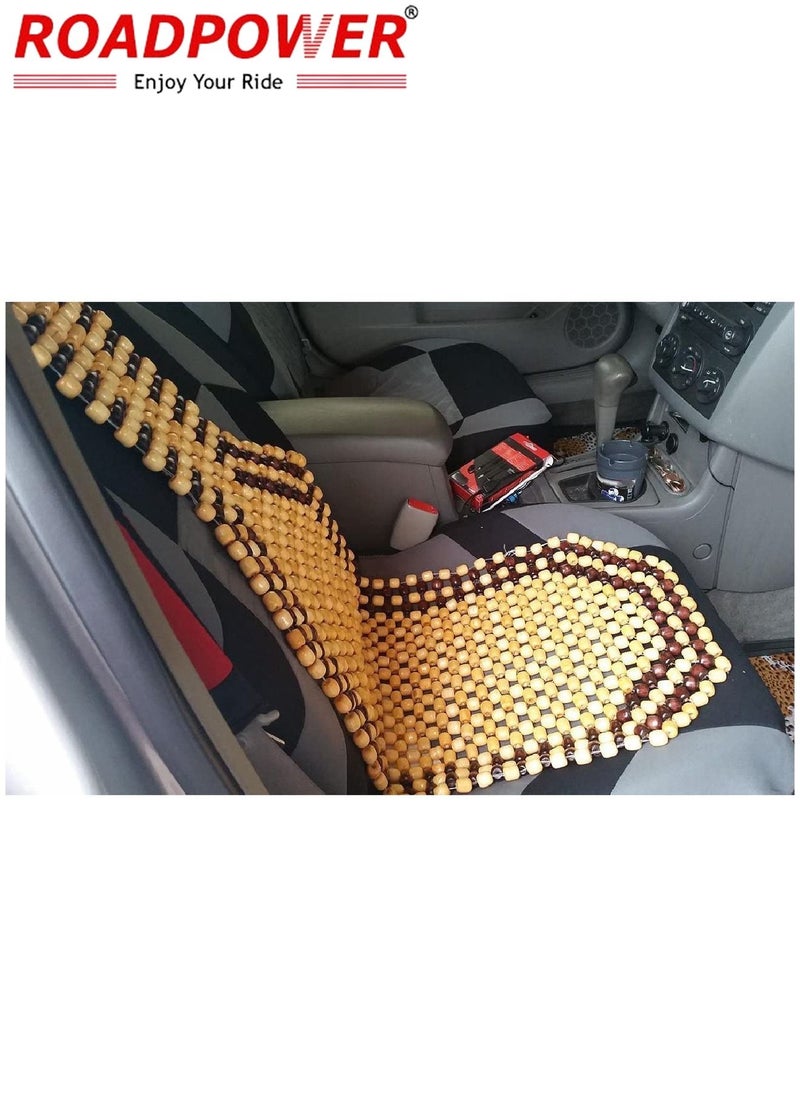 RoadPower - Wood Beaded Seat Cushion Comfort Car Seat Cover 2 Pcs - Image 1