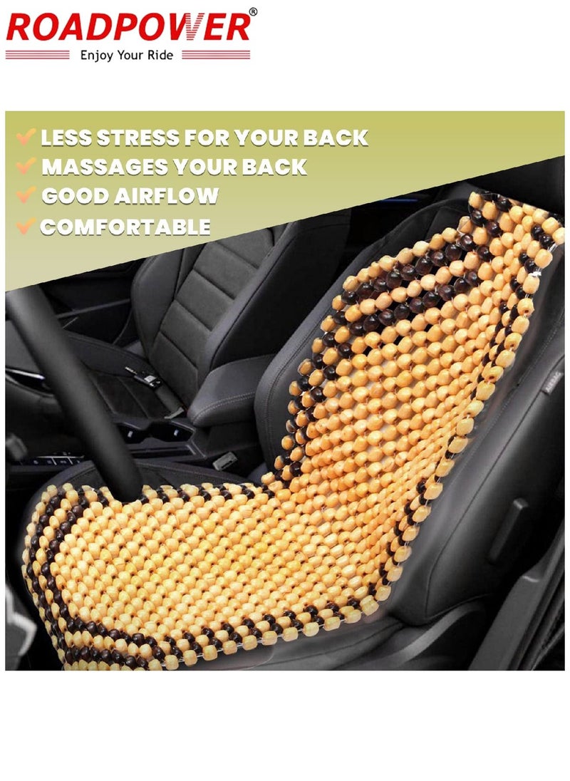 RoadPower - Wood Beaded Seat Cushion Comfort Car Seat Cover 2 Pcs - Image 1