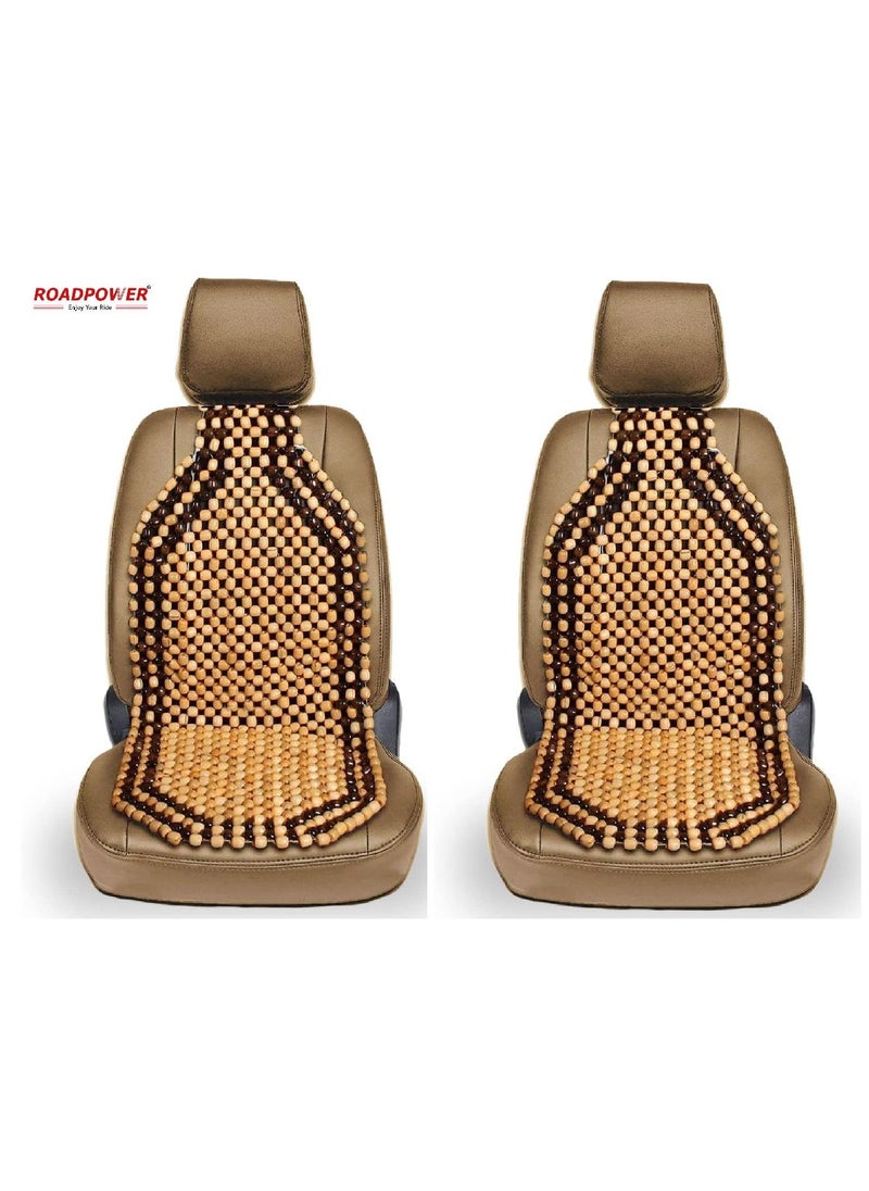 RoadPower - Wood Beaded Seat Cushion Comfort Car Seat Cover 2 Pcs - Image 1