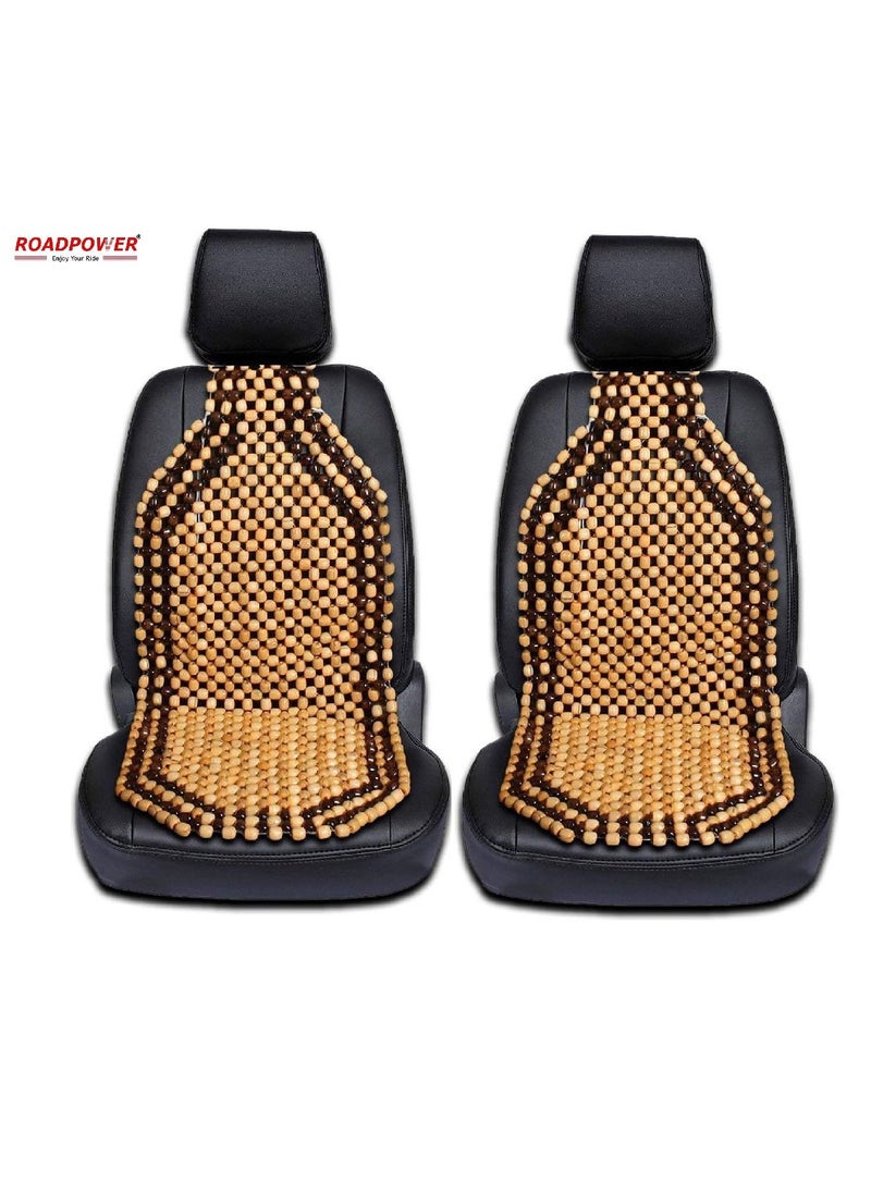 RoadPower - Wood Beaded Seat Cushion Comfort Car Seat Cover 2 Pcs - Image 1