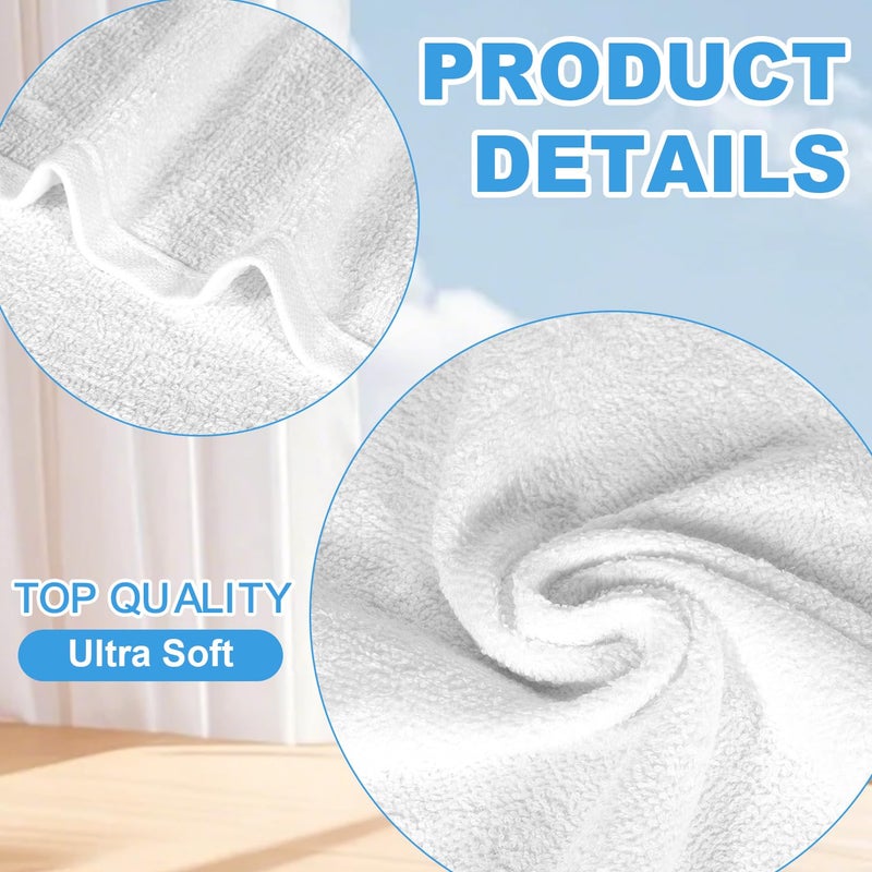 INFICRIME 12 Pack 100% Cotton Wash Cloth, 12x12 Inch Highly Absorbent and Soft Feel Fingertip Towels, Machine Washable Washcloths for Bathroom, Gym, Hotel, Spa and Kitchen, White - Image 3