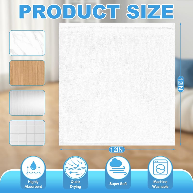 INFICRIME 12 Pack 100% Cotton Wash Cloth, 12x12 Inch Highly Absorbent and Soft Feel Fingertip Towels, Machine Washable Washcloths for Bathroom, Gym, Hotel, Spa and Kitchen, White - Image 2
