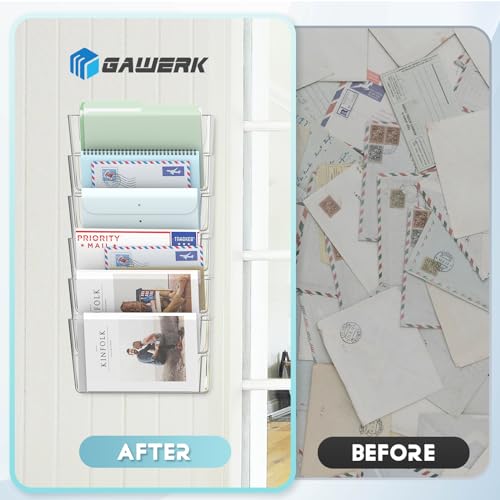 Gawerk 4 Pack Clear Single Pocket Wall File Holder Hanging Wall Organizer, Wall Mount Mails Magazines Organizer for Office and Home - Image 5