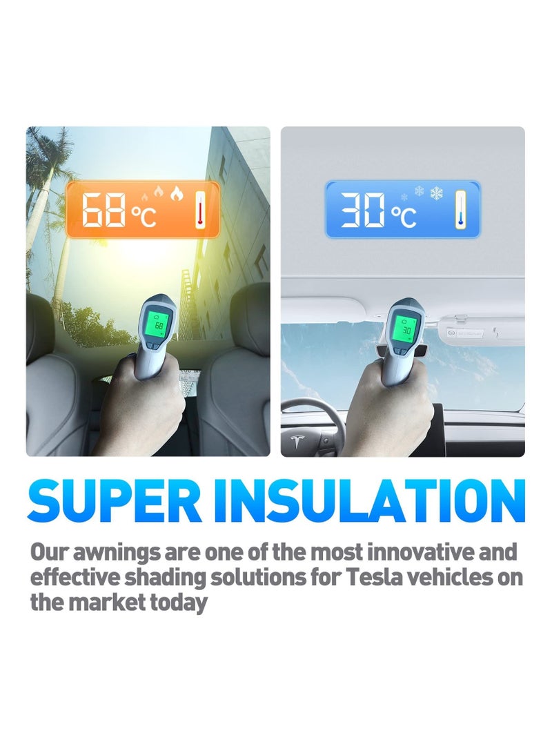 SYOSI Tesla Model 3 Roof Sunshade, Won't Sag Foldable Roof Sun Shade, Sun Protection Heat Insulation Cover Sunroof Shade for Tesla 2020 to 2022 Model 3 Car Accessory Skylight Glass Shade Sun Blocking - Image 3