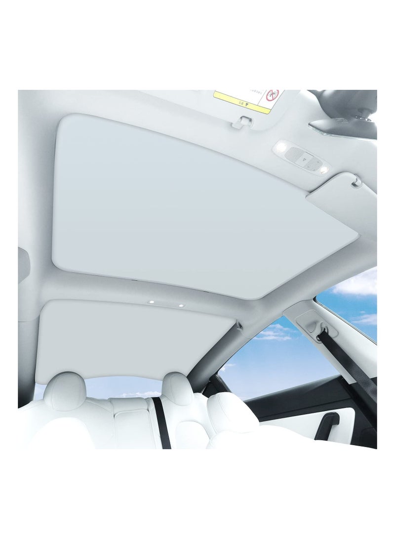SYOSI Tesla Model 3 Roof Sunshade, Won't Sag Foldable Roof Sun Shade, Sun Protection Heat Insulation Cover Sunroof Shade for Tesla 2020 to 2022 Model 3 Car Accessory Skylight Glass Shade Sun Blocking - Image 2