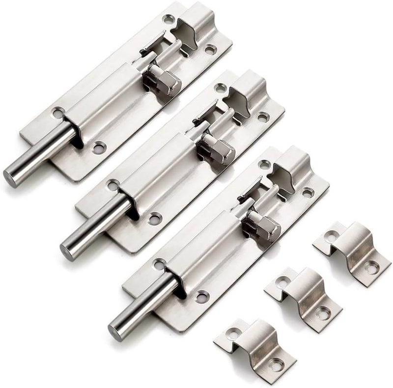 klarako Stainless Steel Latch Slide Lock Door Window Gate Barrel Bolt Heavy Duty Hardware 7 Sizes Choice  3inch 75mmx35mm - Image 4