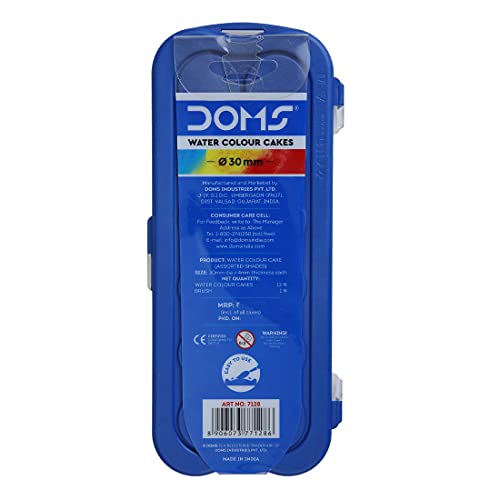 Doms 12 Shades 30mm Water Colour Cakes | Easy To Use Palette Lid | Organic Rich Colour Pigments | Free Brush Inside | Non-Toxic & Safe For Kids | Pack of 1 - Image 5