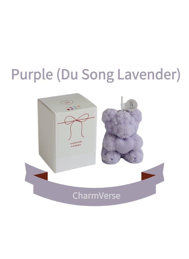 Generic Bear Aromatherapy Candle | Exclusive Gift for UAE Festivals - Natural Essential Oil Fragrance, Eid al Fitr/Christmas/National Day Atmosphere Home Decor, Luxury Healing Aromatherapy Gift Box（Purple）  - Image 1