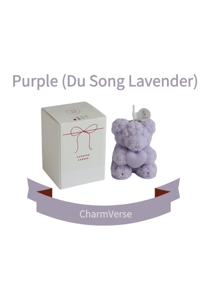 Bear Aromatherapy Candle | Exclusive Gift for UAE Festivals - Natural Essential Oil Fragrance, Eid al Fitr/Christmas/National Day Atmosphere Home Decor, Luxury Healing Aromatherapy Gift Box（Purple） - Image 2