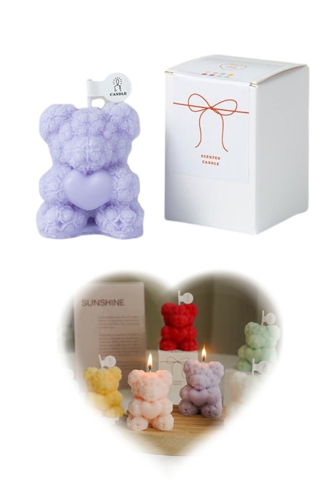 Bear Aromatherapy Candle | Exclusive Gift for UAE Festivals - Natural Essential Oil Fragrance, Eid al Fitr/Christmas/National Day Atmosphere Home Decor, Luxury Healing Aromatherapy Gift Box（Purple） - Image 1