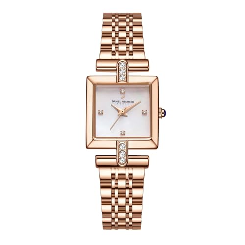 Daniel Hechter Paris Cambon Collection Luxury Watch for Women with Square Dial, Crystal Accents, Stainless Steel Strap and Water Resistant - DHW2008 - Image 1