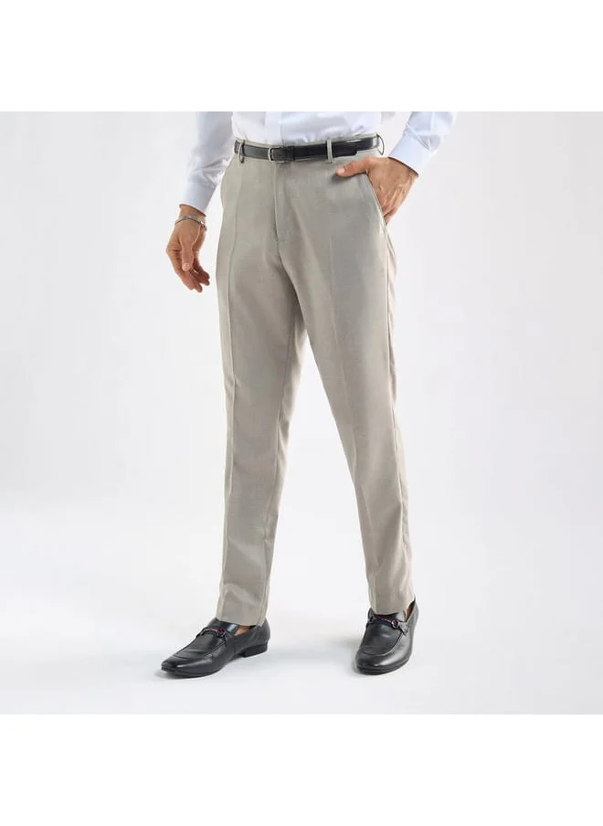 FAV Solid Regular Fit Flexi Waist Trousers with Pockets