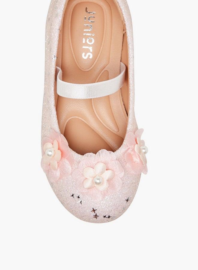 JUNIORS Glitter Embellished Ballerina Flats With Elasticated Strap - Image 4