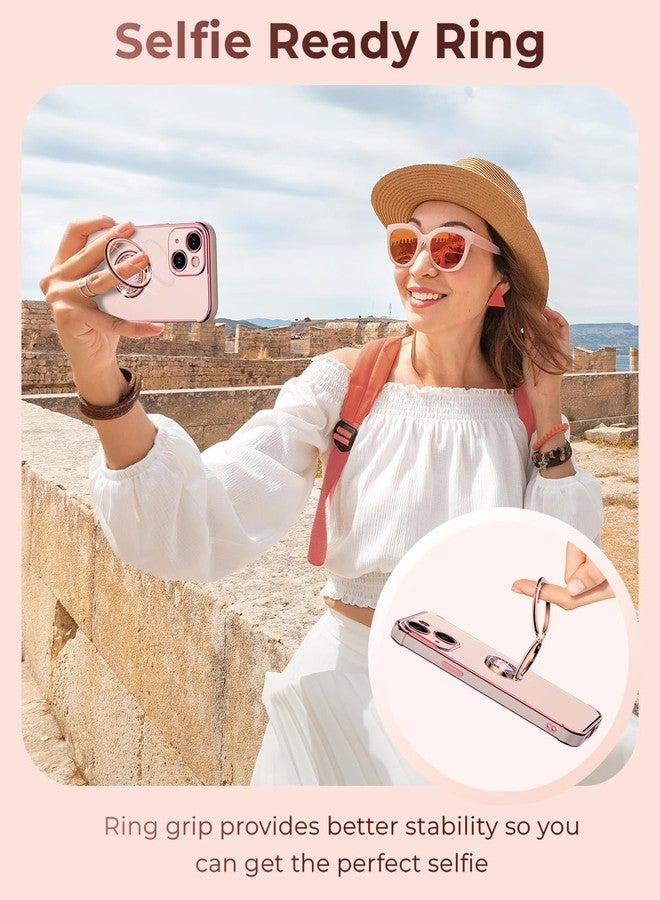 XYZ جراب XYZ لهاتف iPhone 14 مع حامل، جراب هاتف مع حامل حلقي مزدوج، جراب واقٍ فاخر للنساء والفتيات على شكل قلب لهاتف iPhone 14، وردي - Image 3