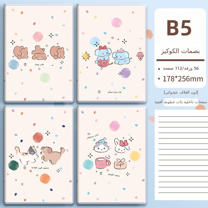 دفتر ملاحظات بغطاء بلاستيكي من مينغجين - تصميم بصمة كعكة، مقاس B5/A5، ورق ثقيل 70 جم/م²، 56/96 ورقة للمدرسة والمكتب