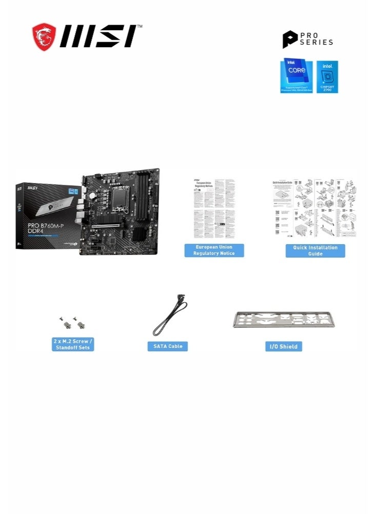 MSI PRO B760M-P DDR4 | ProSeries Motherboard | Supports 12th/13th Gen Intel Processors | LGA 1700, DDR4, PCIe 4.0, M.2, Gbps LAN, USB 3.2 Gen2, mATX | 911-7E02-029 - Image 5