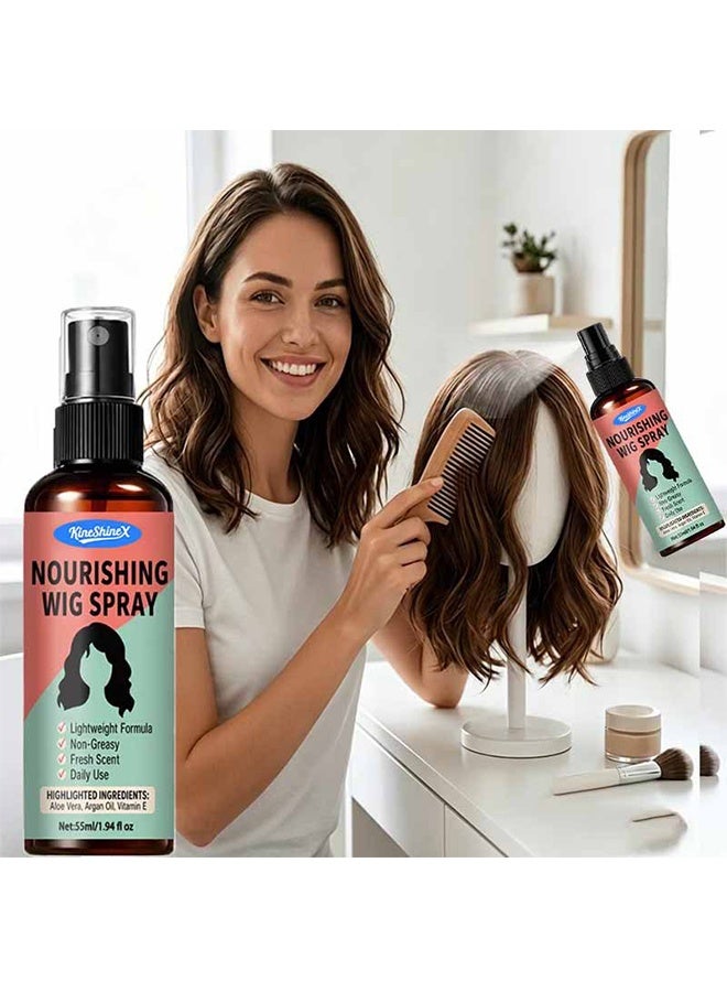 KineShineX Nourishing Wig Spray, Lightweight No-Rinse  Leave-In Conditioner Spray for Synthetic Hair, Non-Greasy Formula, Smooths & Refreshes - Image 1