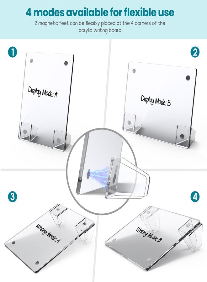 NiOffice Clear Acrylic White Board 8x6 Inches, Frameless Desktop Dry Erase Board with Flexible Magnetic Stand and Markers, Mini Whiteboard Desk Accessories for Women, Home, Office, School - Image 2