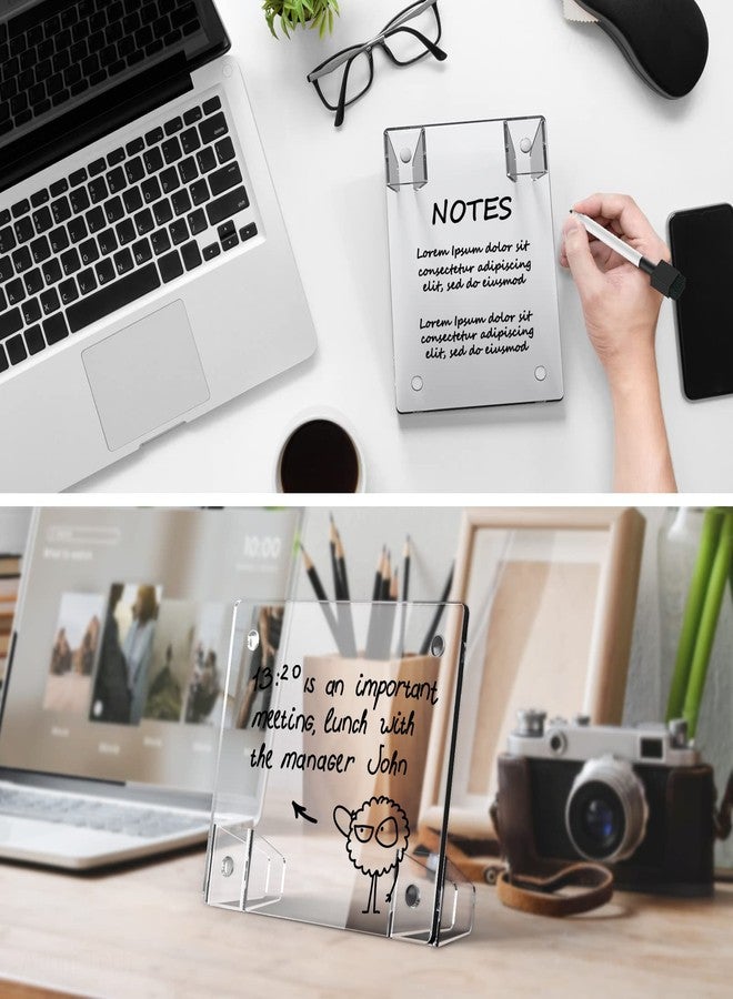 NiOffice Clear Acrylic White Board 8x6 Inches, Frameless Desktop Dry Erase Board with Flexible Magnetic Stand and Markers, Mini Whiteboard Desk Accessories for Women, Home, Office, School - Image 5