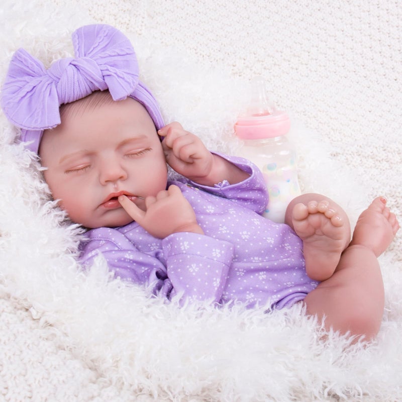 Aori Reborn Baby Dolls Realistic 20 Inches Newborn Real Baby Doll Girl with Feeding Toy Kit Lifelike Companion Gift Set for Kids Birthday Pretend Play - Image 3