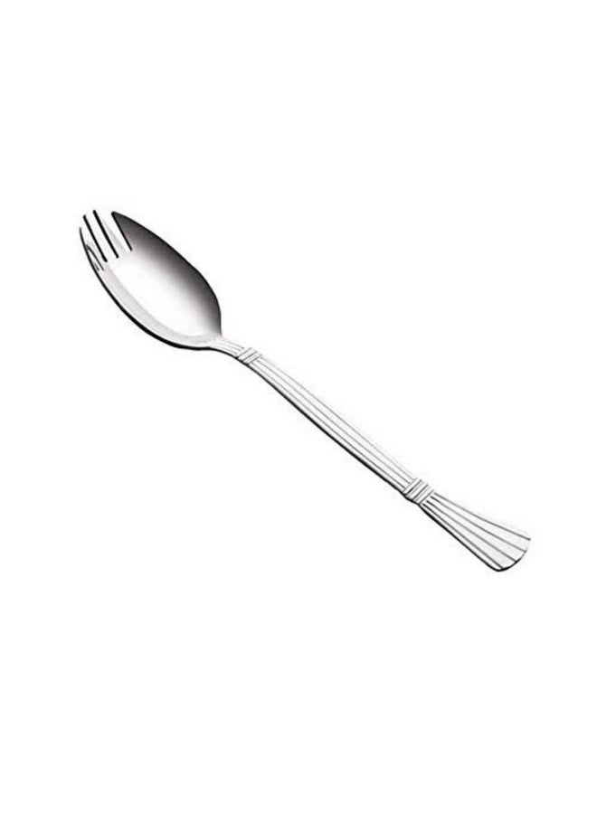 Parage 3-in-1 Stainless Steel 12 Pieces Spoon Fork Set | Spoon Cum Fork Set | Spork for Soups, Noodles| Length: 16 cm| Silver| Set of 12 - Image 2