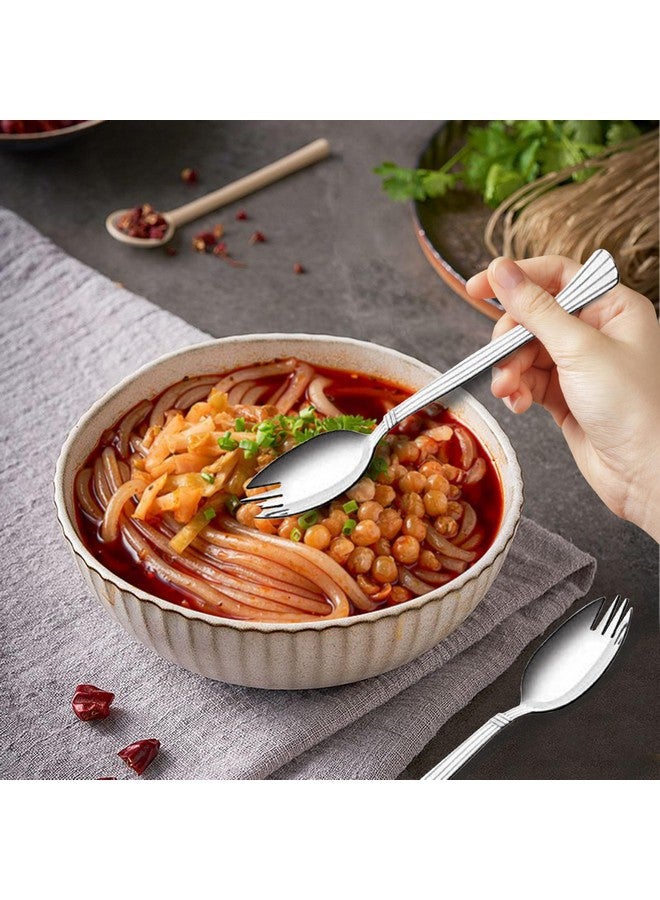 Parage 3-in-1 Stainless Steel 12 Pieces Spoon Fork Set | Spoon Cum Fork Set | Spork for Soups, Noodles| Length: 16 cm| Silver| Set of 12 - Image 5