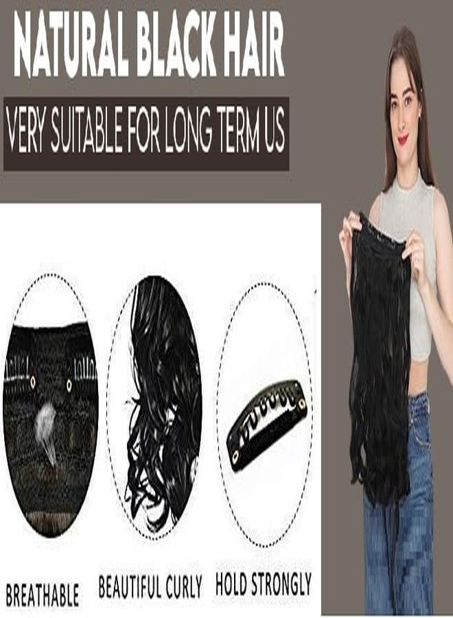 MoonEyes Curly Black Hair Extension For Women and Girls in 5 Clips, 24 inch - Image 3