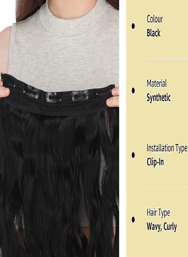 MoonEyes Curly Black Hair Extension For Women and Girls in 5 Clips, 24 inch - Image 2