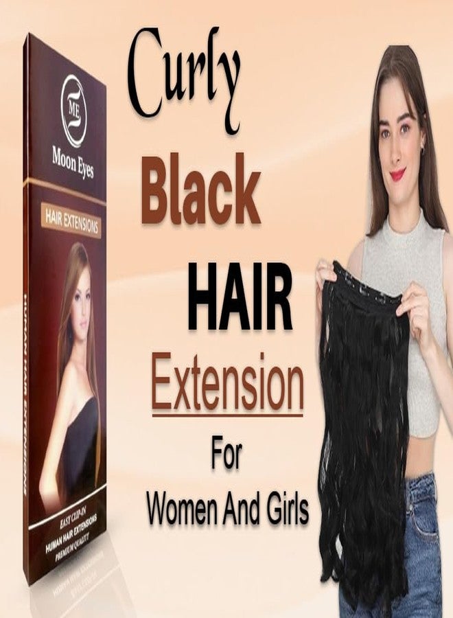 MoonEyes Curly Black Hair Extension For Women and Girls in 5 Clips, 24 inch - Image 5