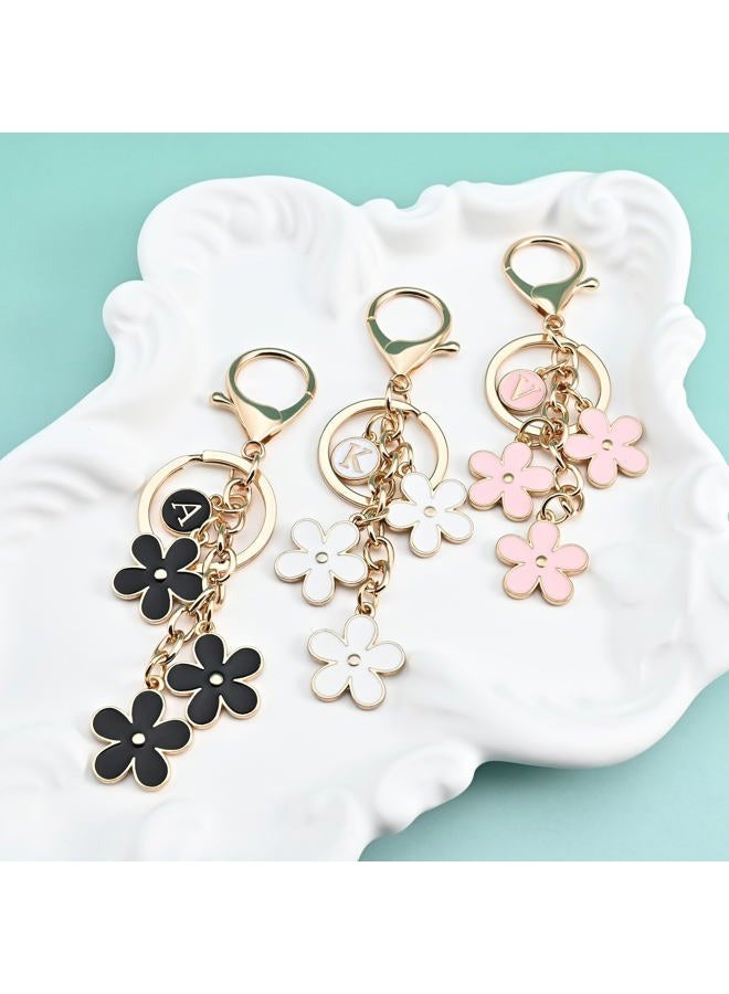 OUMILAN Initial Keychain Cute Flower Charms Keyring for Handbag Backpack–Personalized A-Z Letter Jewelry Gift for Women Girls, White, M - Image 5