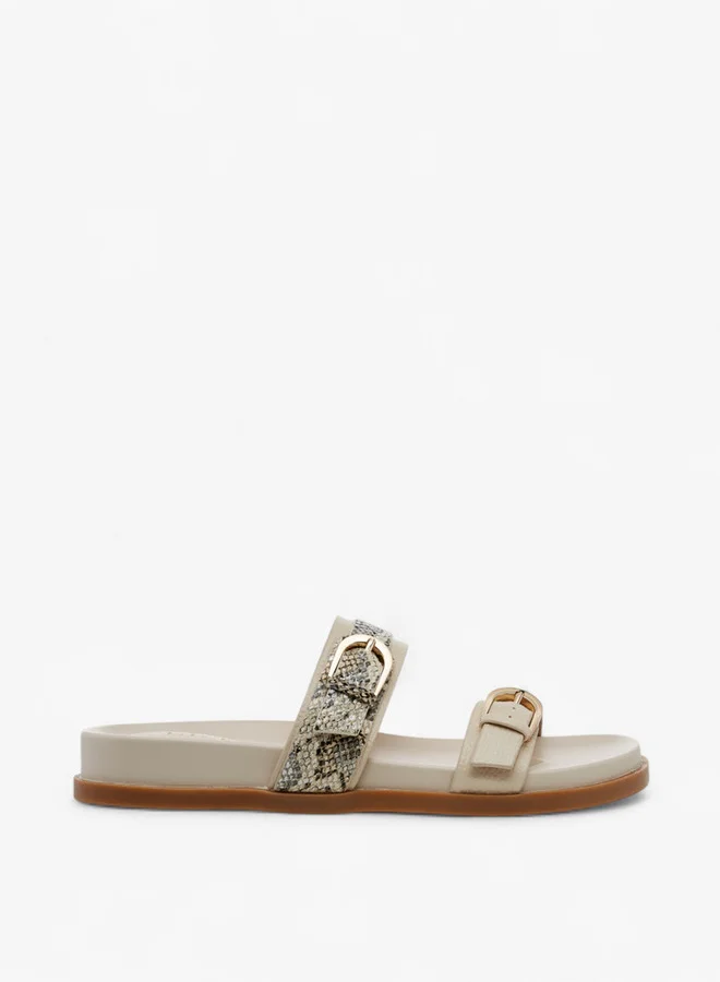 سيليست Women's Buckle Accent Slip-On Flat Sandals