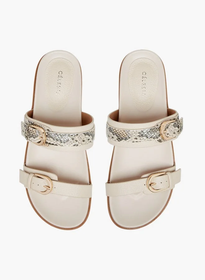 Celeste Women's Buckle Accent Slip-On Flat Sandals