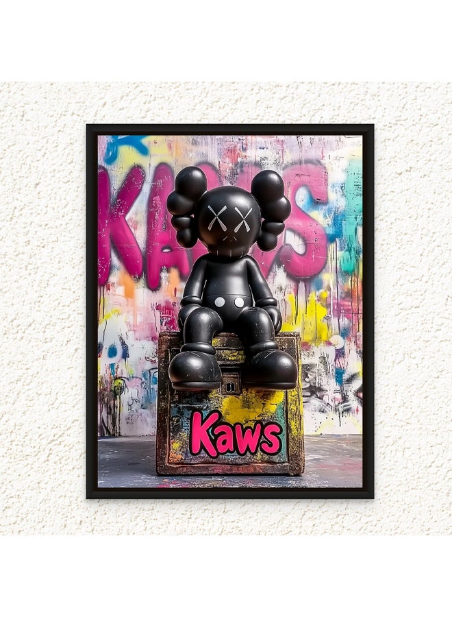 Art Decor Framed Canvas Wall Art of Figurative Character Pop Art Portrait Street Graffiti Print Wall Décor for Home Living Room Bedroom Gifting - Image 1